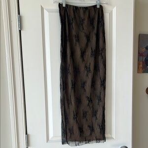 Black lace Maxi Pencil Skirt for Cocktail Nights